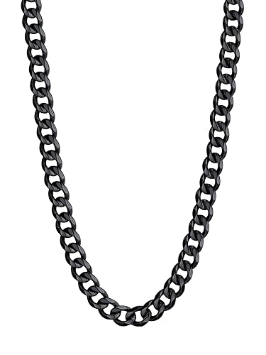 U7 Chains For Men 6mm Cuban Chain 20inch Hip Hop Jewelry Stainless Steel Chain Black Necklaces
