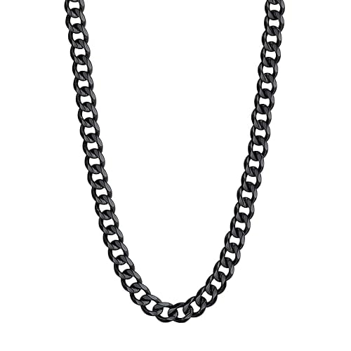 U7 Cuban Link Chain Necklace, Stainless Steel/Black/Gold Plated Chunky Curb Chain Necklace for Men Women, 14-30 Inches, 3/6/9/12 mm Width 14 Inches f.