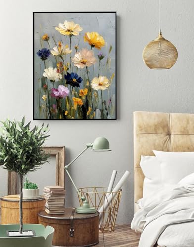 Image of Eiazuiks Stamping Cross Stitch Kit, Daisy Counting Cross Stitch Kit for Adult Beginners, Full Line DIY Stitching Kit for Home Decor Cross Stitch Patterns 12x16 inches