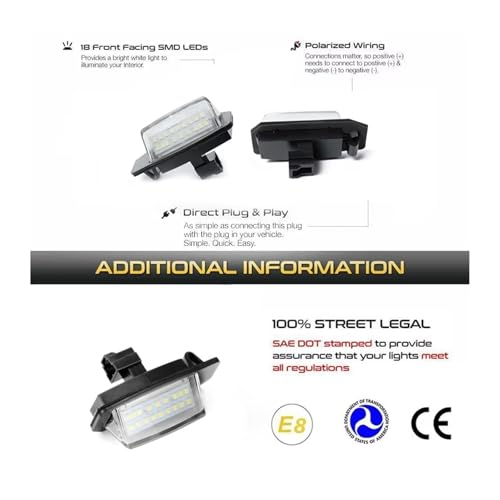 Lámparas matrícula LED Peugeot 4007 e ION 6202786 de alta iluminación 4
