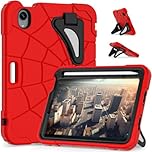 Unichthy Kids Case for iPad mini (A17 Pro, 2024 Model, 7th Generation) / mini 6 (2021 Model, 6th Generation) 8.3-inch Kickstand Cover for Boys Girls Shockproof Hybrid Thickned Cornor Case Red/Black