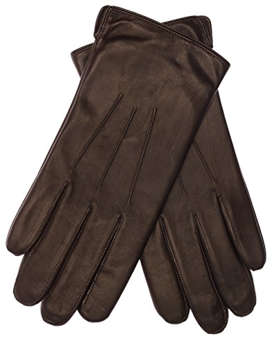 EEM gants classiques BEN en cuir de mouton souple pour hommes, trois sûrpiqures, doublure chaude en polaire, marron M