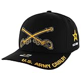 JM Warriors US Army Special Unit Branch Veteran Hat Mens, Officially Licensed Army Military Embroidered Adjustable Baseball Cap Tactical Hat (US, Alpha, One Size, Black, Cavalry)