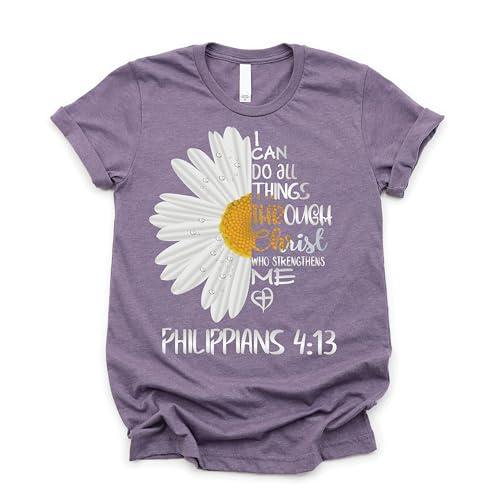 Love in Faith Christian Shirts for Women | I Can Do All Things Daisy | Faith Shirts for Women – Chri...