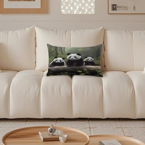 Funda de almohada lumbar de panda para sofás incomodos hecha en felpa rectangular de lujo 5