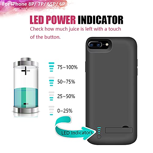 [Upgraded] Runsy Battery Case For Iphone 8 Plus / 7 Plus / 6S Plus / 6 Plus, 8000Mah Rechargeable Extended Battery Charging / Charger Case, Adds 2X Extra Juice, Support Wire Headphones (5.5 Inch) #TOP4