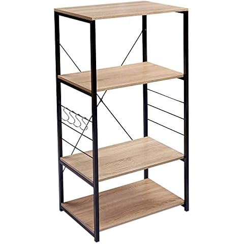 WOLTU Küchenregal Standregal Mikrowellenhalter Bäcker Regal Metallregal aus Holz und Stahl Cover