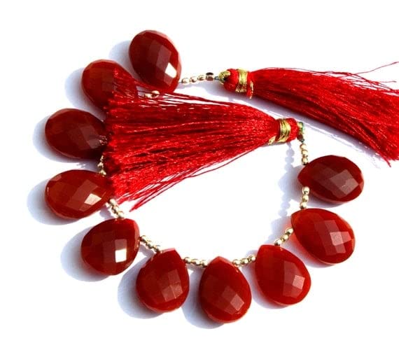 Briolettes onyx rouge facettées de qualité supérieure, pierres naturelles taillées 18x13mm