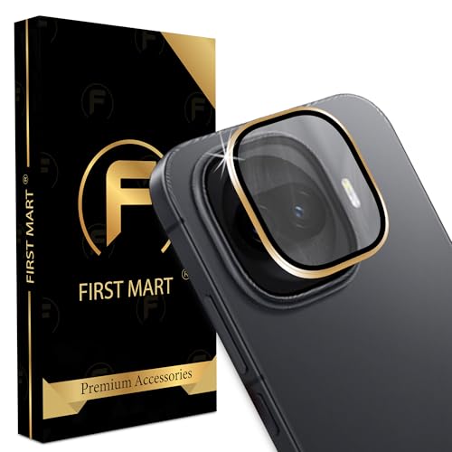 Image of FIRST MART Gold Camera Ring Guard Protector for iQOO 15R | Tempered Glass with Metal Alloy Rings, HD Clear, Scratch Resistant, Case-Friendly | Pack of 1