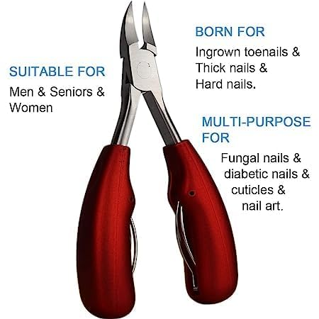 Wagela Toe Nail Clipper for Ingrown or Thick Toenails || Heavy Duty Toenail Trimmer Nail Clipper || Nail Scissors Super Sharp Curved Blade Grooming Tool Soft Grip for... - Image 2