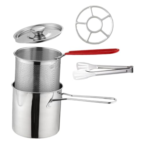 VERDANVERSE Mini Freidora Inoxidable con Cesta y Tapa Olla Profunda para Freír Verduras Carnes y Snacks Compatible Mayoría Ligera y Fácil de Usar