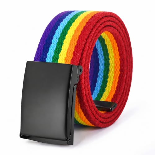 Image of Mile High Life Cut To Fit Canvas Web Belt Size Up to 52 inch with Flip-Top Solid Black Military Buckle