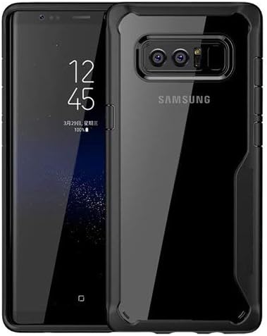CellShell Bumper Case with Clear Back Hard Panel Protective Case Cover for Samsung Galaxy Note 8 - Black