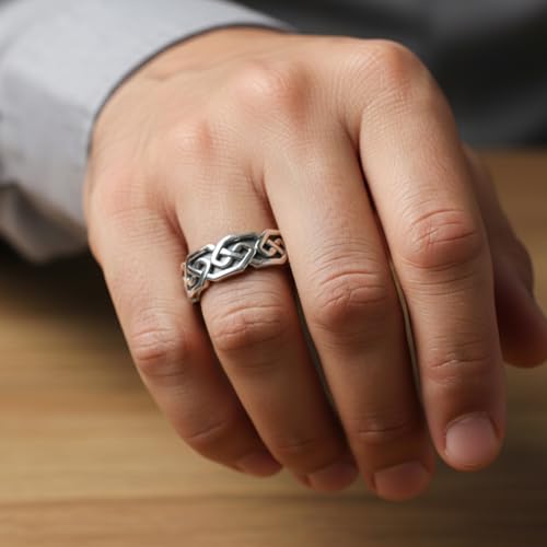 US Jewels Men's 0.925 Sterling Silver Modern Irish Celtic Knot Ring Band, 6mm2