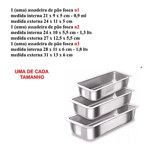 Jogo de 3 Forma Assadeira Pao Caseiro Cuca Bolo Ingles Gelo n 1/2/3 Aluminio
