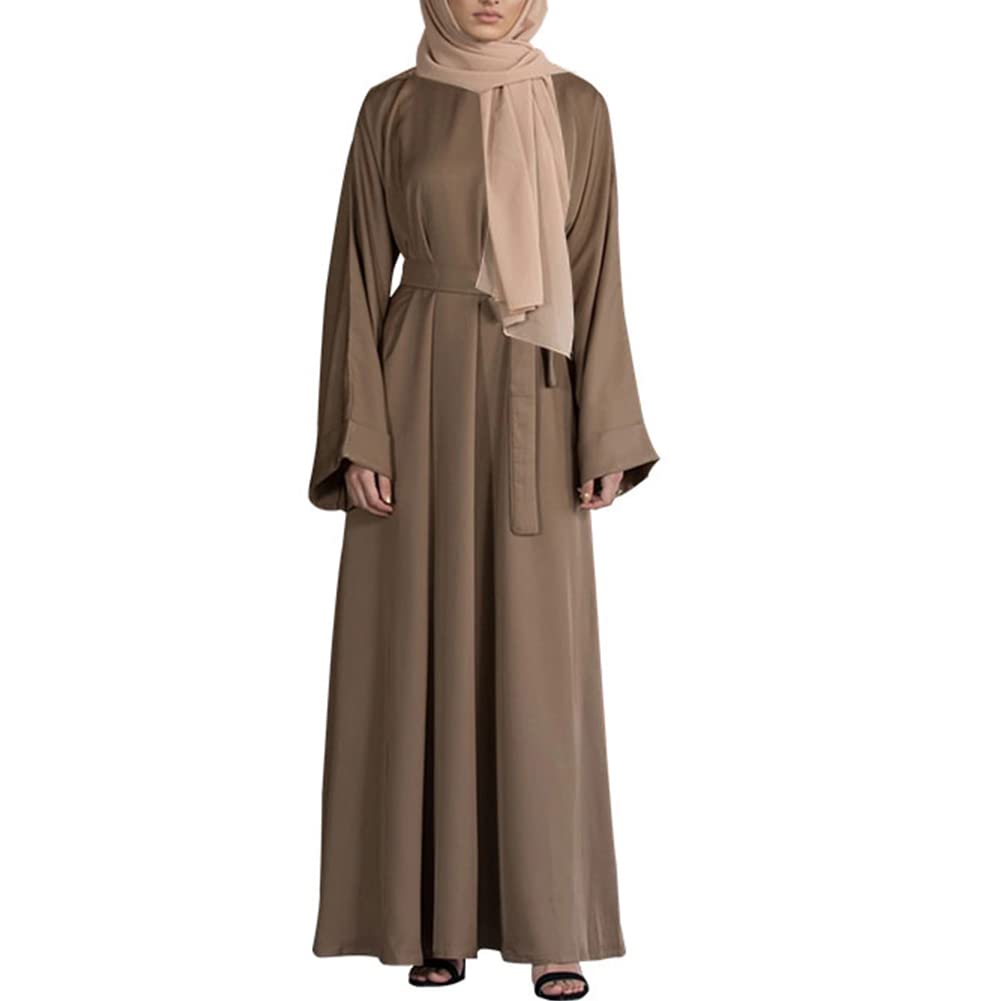 IKADEX Prayer Dress Muslim Woman Abaya with Belt Dubai Kaftan Pakistani Turkish Arabic Islamic Dresses