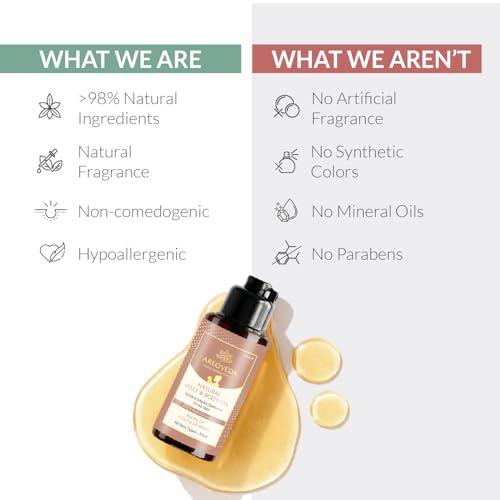 Image of AreoVeda Natural Belly & Body Oil | Suitable for Stretch marks | Boosts Elasticity & Skin Firmness | With Almond Oil, Shatavari & Coffee | Relieves Stress | Pregnancy & Breastfeeding Safe| 50ml