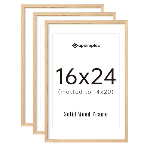 Image of upsimples 16x24 Picture Frame Solid Wooden, Nursery Wall Frames Set of 3
