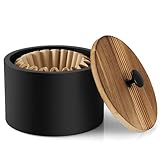 BWODYAY Coffee Filter Holder, Wood Filter Storage Container for Counter, Coffee Bar Accessories for Home Decor, Black