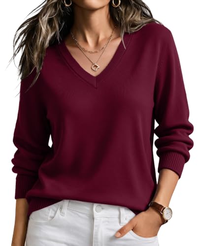 Burgundy Sweater for Women Business Casual Pullover Sweaters Fall Clothes S - image 1