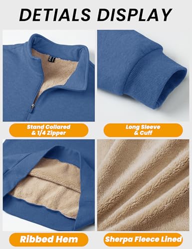 Image of MAGCOMSEN Men's Sherpa Lined Quarter Zip Fleece Heavyweight Pullover Winter Warm Sweatshirts
