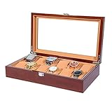 ★ Sicheres Schloss: Halten Sie neugierige Hände von Ihren wertvollen Gegenständen fern.Das Uhrengehäuse verfügt über ein robustes Schloss, das Ihre Uhren schützt und verhindert, dass sie herausfallen und bei einem Sturz der Box zerbrechen.