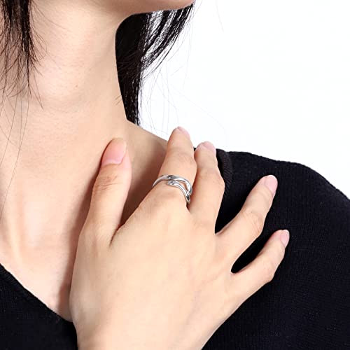 925-Sterling-Silver Adjustable Hug Ring For Women - White Gold Plated Hand Hugging Hug Rings Birthday Christmas Jewelry Gifts For Teen Girl Mom And Daughter (Always With You) #TOP3