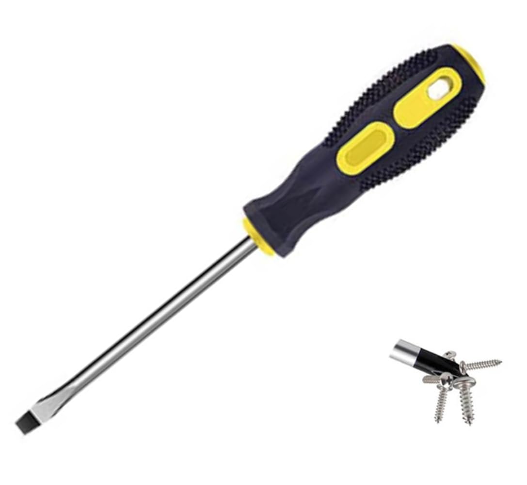 1pcs 6mm Magnetic Tip Slotted Head Screwdriver, 6Inch Flat Head Screwdriver (M5x75mm)