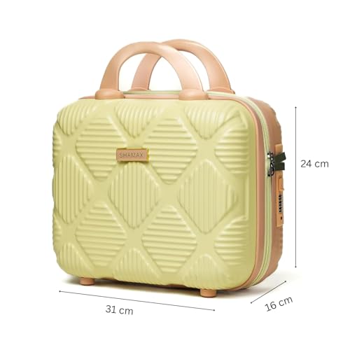 Image of SHAMAX Makeup Vanity Box for Women (ABS Hard Shell) Cosmetic Organizer Case, Travel Makeup Storage Box Meshy Inner Pockets & Dual Zipper Portable Beauty & Toiletry Organizer