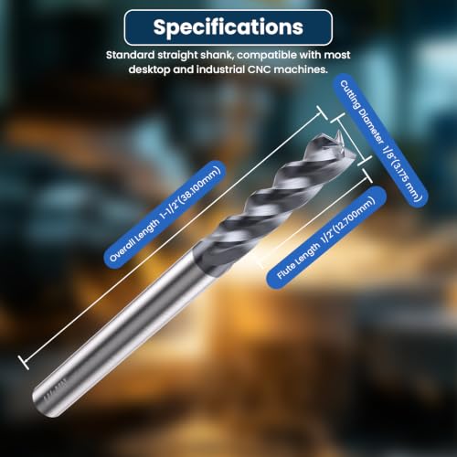 Image of LU&MN Carbide Square End Mill - 4 Flute - LME1 /8 4T (2 Pieces, 1 /8 inch) - for Milling Alloy Steels, Hardened Steel, Metal & More - Mill Bits Sets for DIYers & Professionals