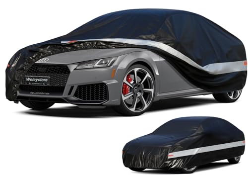 Weleyclore Coupe Car Cover Waterproof Breathable,Outdoor Car Covers Custom Rain Snow UV Dust Protection.Fit for Audi TT,BMW Z4,Jaguar F type,Porsche 718 Cayman,Nissan 350Z 370Z,etc,Black B3