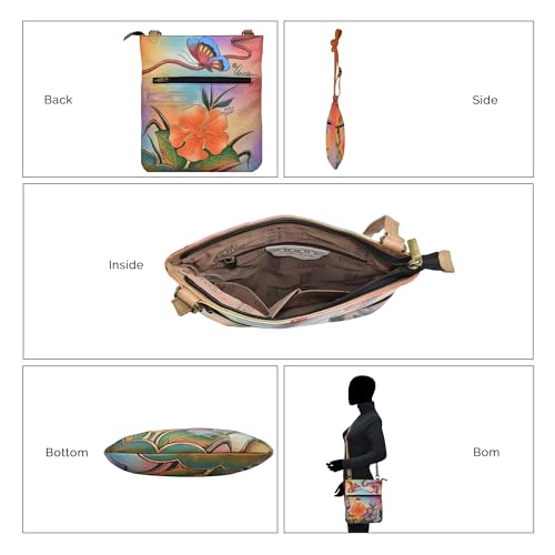 Anna by Anuschka Women's Hand-Painted Genuine Leather Slim Cross Shoulder Bag2