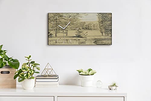 Art mural moderne arbres forestiers horloge de salon design nature