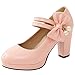 LaunsTcus Femmes Hauts Talons Bloc Escarpins Femmes Cute Escarpins Bow Bride Cheville Chaussures Pink Taille 37 Asian
