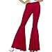 Produktbild NET TOYS 70er Jahre Hose mit Schlag Schlaghose Damen rot M/L (38 - 44) Sixties Bootcut Flower Power Hippie Outfit