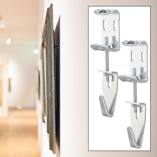 Image of Blulu 10 Pcs Adjustable Picture Hangers J Hooks Mirror Hanging Kit with Hangers Hooks for Mirrors Pictures Frame Supports up to 100 Lbs