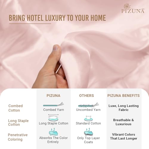 Image of Pizuna 100% Cotton Bedsheet Super King Size Light Pink, 800 Thread Count Long Staple Combed Cotton Flat Bedsheets 108x108 Inches with 4 Pillow Covers, Bed Sheet for Super King Size Bed