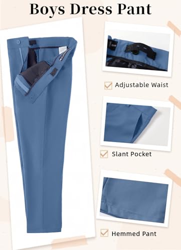 Boys Slim Fit Tuxedo Easter Dress Outfit Kids Dusty Blue Suit Size 16 — view 6