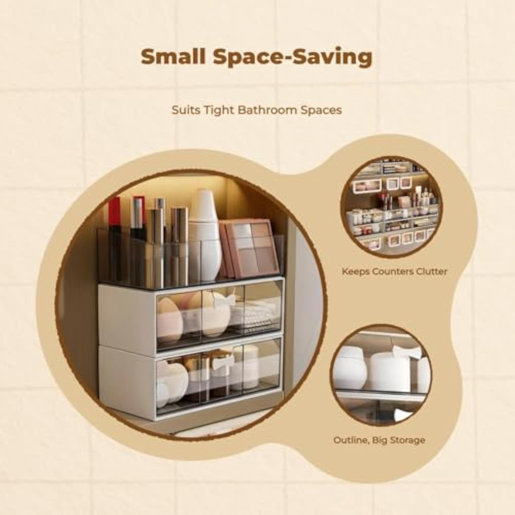 Mirror Cabinet Organizer, Drawer Design Makeup Storage