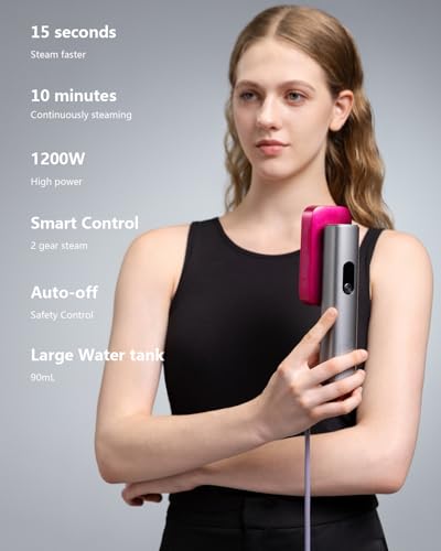 Image of G5 Pro Travel Steamer For Clothes, 110-240V Portable Handheld Irons-15S Fast Heat Up, Auto Shut-Off Rotating Head With Big Iron Panel, 100Ml Tank Self-Standing For Global Travel(Silver-gray pink)