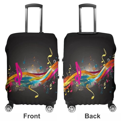 Colorful Musical Note Printed Luggage Cover Protector, Fits 18-32 Inch Luggage3