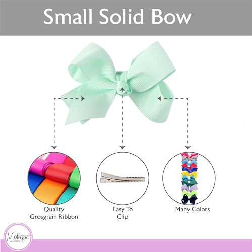 Image of Small Solid Bow for Girls - Set of 12 (Light Aqua)