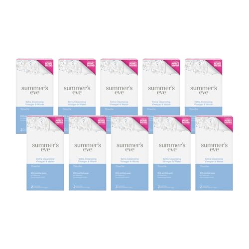 Image of Summer's Eve Extra Cleansing Vinegar and Water Feminine Cleansing Douche, Odor Control, pH Balanced, Gynecologist Tested, 4.5 Ounce Each, 2 Count (Pack of 10)