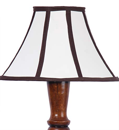 Image of Devansh Cotton Drum Designer Fashionable Wooden Carving Floor Lamp for Home Decor (Off White& Brown, Medium)