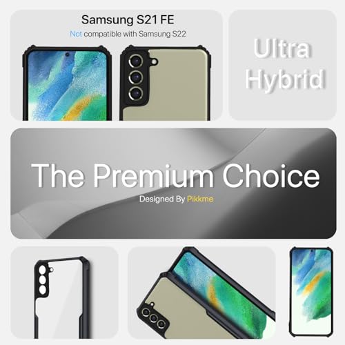 Image of Outlouders Back Cover for Samsung Galaxy S21 Fe 5G | Ultra Hybrid Transparent | Full Camera Protection | Raised Edge | Crystal Clear Bumper Case(Black)