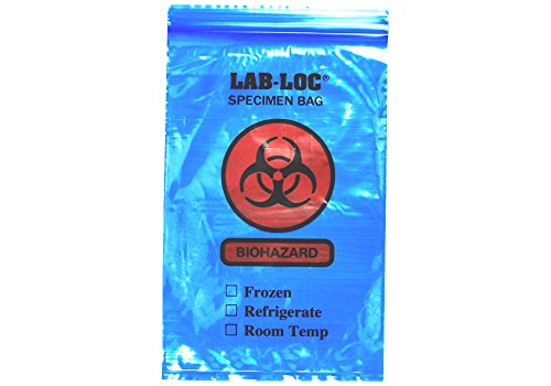 Elkay Plastics LAB20609BE 2 mil Tint Reclosable 3-Wall Specimen Transfer Bag, 6