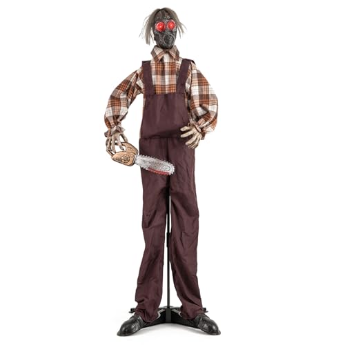 Tangkula 5.7ft Haunted Shaking Zombie with Chainsaws