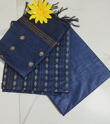 Image of STB-SILK TEXTILES BHAGALPUR Women's Bhagalpuri Cotton Silk Unstitched Salwar Suit Dress Material With Dupatta