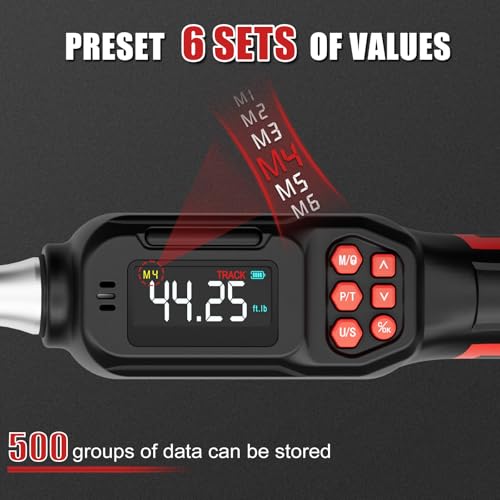 Image of VANPO Adjustable Digital Torque Wrench, 2.2-44.3 Ft.lb /3-60Nm, ±2% Accuracy | Electronic Torque Wrench with 42mm Jaw and 3 /8 inch Drive Ratchet, Buzzer, Vibration and LED Indicator for HVAC and Motorcycle