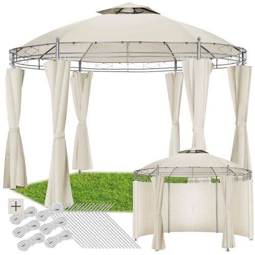 tectake® Pavillon rund Ø 3,5m, Partyzelt mit Dach und...